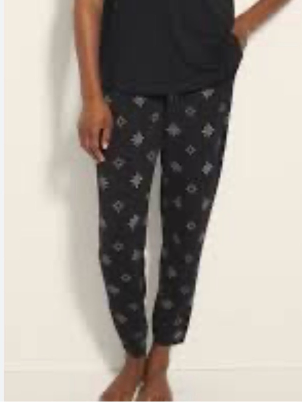 Soma Cool Nights Pajama Pants Black Star Print, Pockets Size XXL sleep lounge